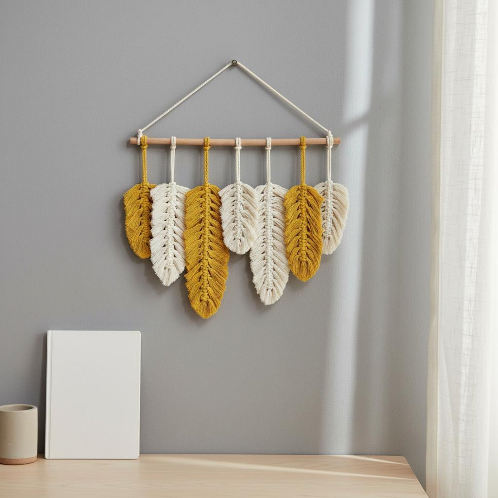 Makrome Tüy Duvar Süsü El Yapı - Home Textiles And Decor incelemesi ve fiyatı